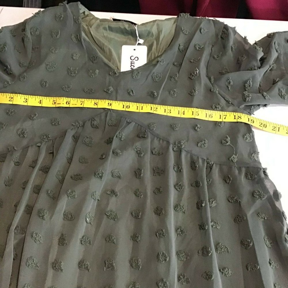 Sucrefas Women's Green Floral V Neck Short Sleeve Casual Tunic Top Size M - Picture 8 of 12